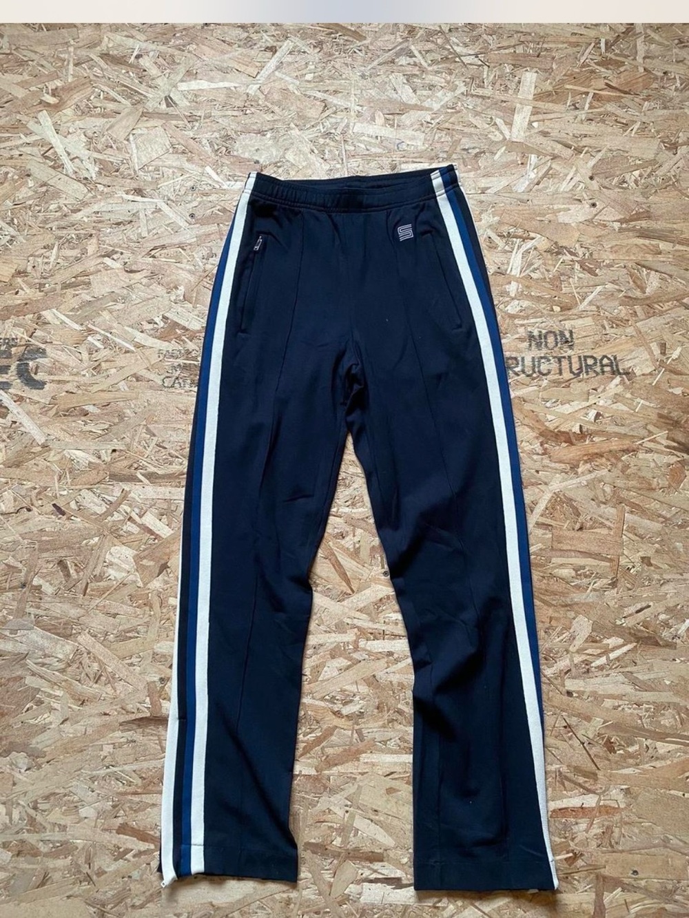 Navy Sandro Paris XS Joggers with White Side Stripes